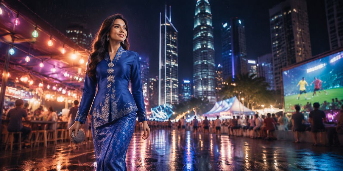 Pemain wanita Malaysia dalam baju kurung mengkaji strategi pertaruhan kasino di Kuala Lumpur
