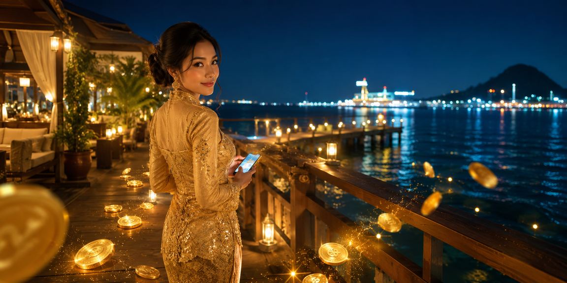 Pengguna Malaysia dalam kebaya membuat deposit pertaruhan dalam talian melalui platform y16